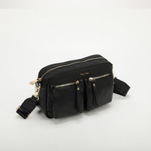 Carica l'immagine nel visualizzatore di Gallery, Borsa a tracolla in nylon con tasche in similpelle - Nero | Mimì-Muà Firenze