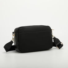 Carica l'immagine nel visualizzatore di Gallery, Borsa a tracolla in nylon con tasche in similpelle - Nero | Mimì-Muà Firenze