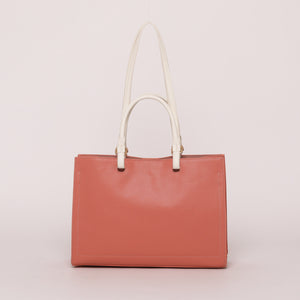 Borsa shopper con manici a contrasto - Corallo | Mimì-Muà Firenze