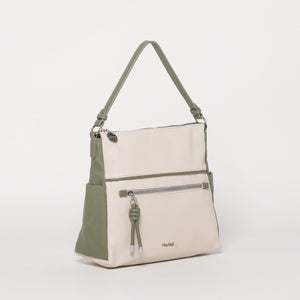Borsa a spalla bicolor - Panna/ Verde militare | Mimì-Muà Firenze