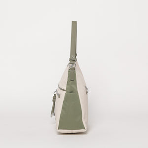 Borsa a spalla bicolor - Panna/ Verde militare | Mimì-Muà Firenze