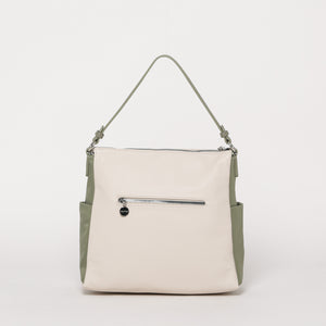 Borsa a spalla bicolor - Panna/ Verde militare | Mimì-Muà Firenze
