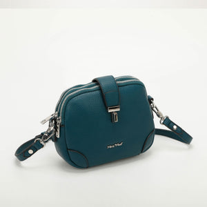 Borsa a tracolla 3 zip con chiusura a clip - Petrolio | Mimì-Muà Firenze