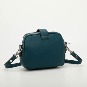 Borsa a tracolla 3 zip con chiusura a clip - Petrolio | Mimì-Muà Firenze