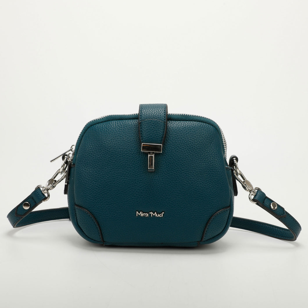 Borsa a tracolla 3 zip con chiusura a clip - Petrolio | Mimì-Muà Firenze