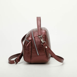 Borsa a tracolla effetto laminato - Bordeaux | Mimì-Muà Firenze