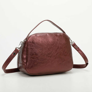 Borsa a tracolla effetto laminato - Bordeaux | Mimì-Muà Firenze