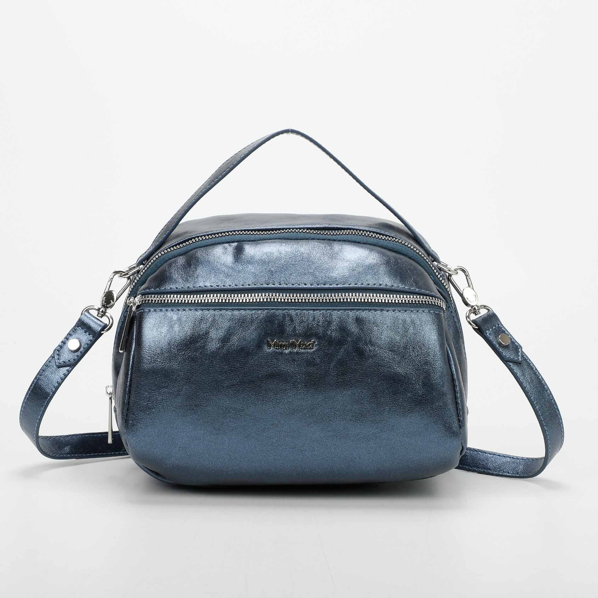 Borsa a tracolla effetto laminato - Blu | Mimì-Muà Firenze