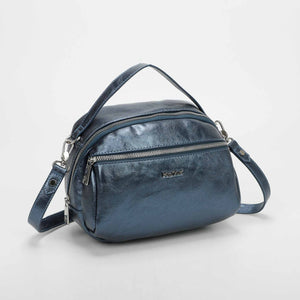 Borsa a tracolla effetto laminato - Blu | Mimì-Muà Firenze
