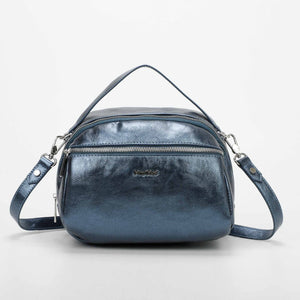 Borsa a tracolla effetto laminato - Blu | Mimì-Muà Firenze