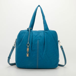 Borsa a spalla in nylon morbida - Blu ottanio | Mimì-Muà Firenze