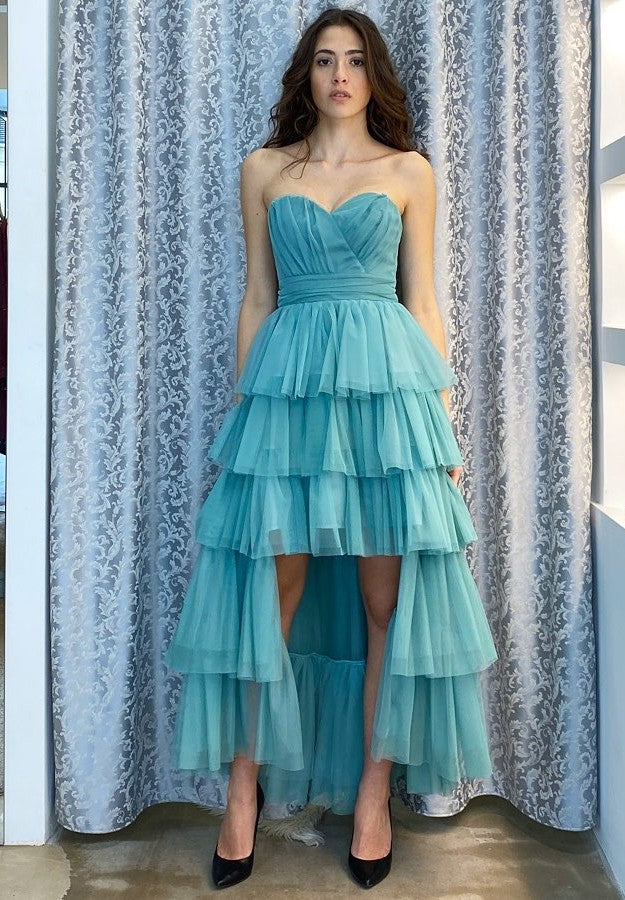Abito a balze - Azzurro | Rinascimento LUXURY